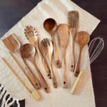 100% Teak Wooden Cooking Utensils - 10-Piece Set - Image 2