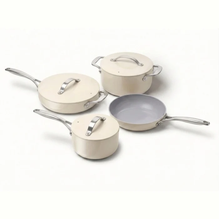 CARVER-Ceramic_Cookware_Set-Cream Pure Ceramic Cookware Set Infused with Mineral Stone - Image 1