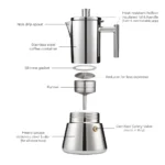 CARVER Milano Stainless Steel Stovetop Espresso Maker – Induction Compatible Moka Pot - Image 5