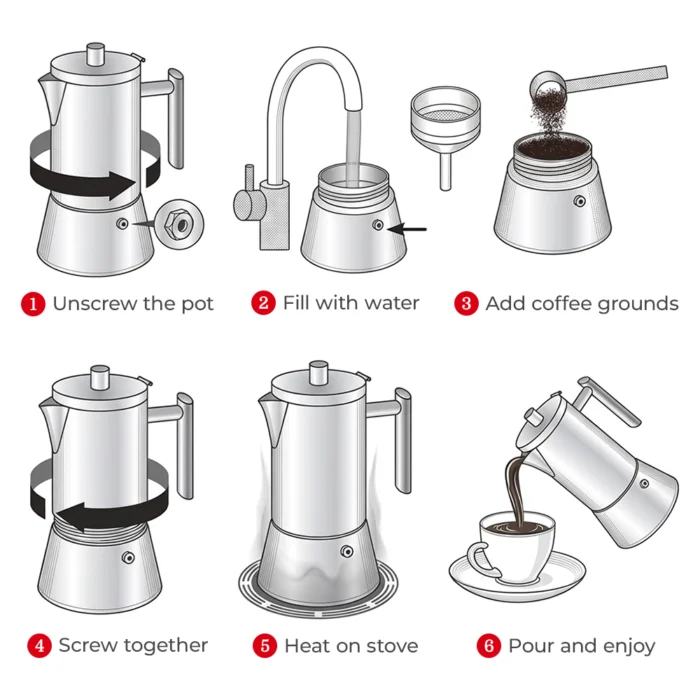 CARVER Milano Stainless Steel Stovetop Espresso Maker – Induction Compatible Moka Pot - Image 6